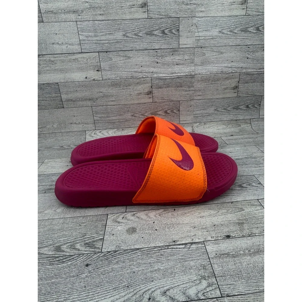 Nike Benassi JDI Women Orange Magenta Slides Sandals‎ 312432-866 Size 9